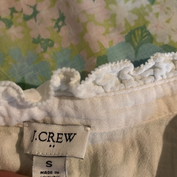 J.Crew | Creamy Gauze Cotton Smocked Ruffleneck Sleeveless Top Small Neutral - Picture 6 of 9